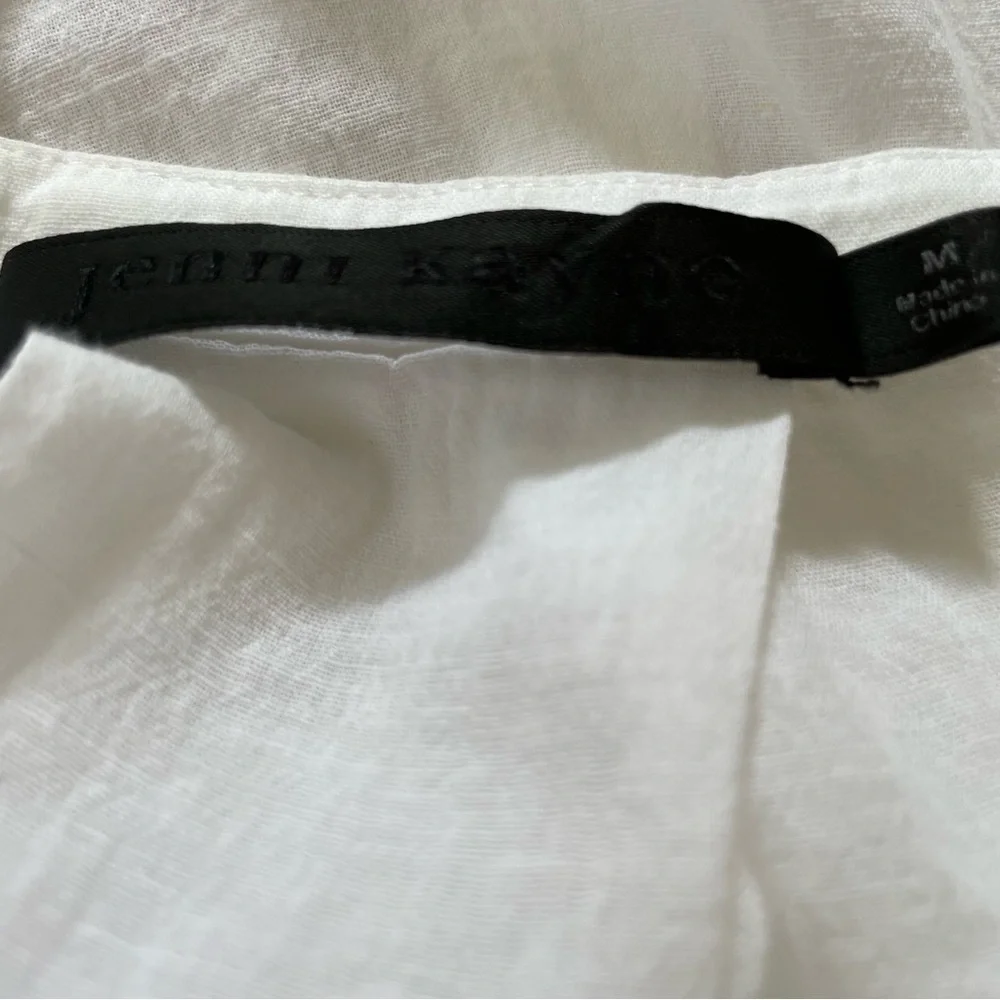 Jenni Kayne white linen cotton blend lightweight blouse medium M - Picture 4 of 5